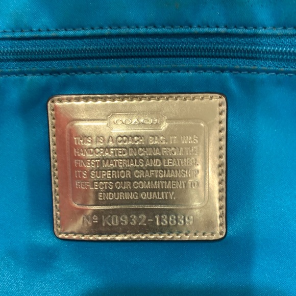 COACH Logo POPPY colorful gold leather trim purse tote - Picture 4 of 17